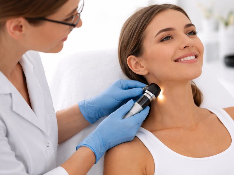 Skin tag removal in dermatology clinic